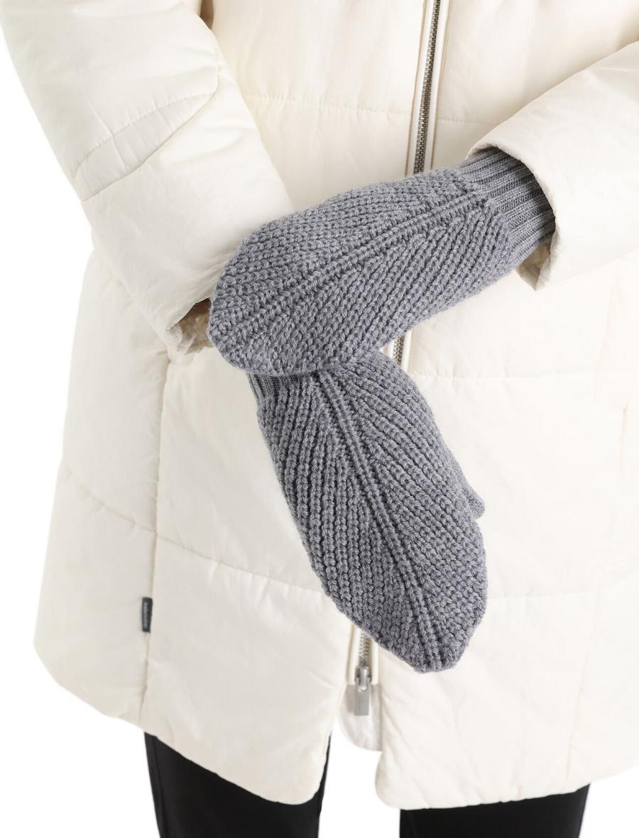 Gritstone Heather / Black Icebreaker Unisex Merino Waypoint Mittens Women's Gloves | AU 1503XYUF